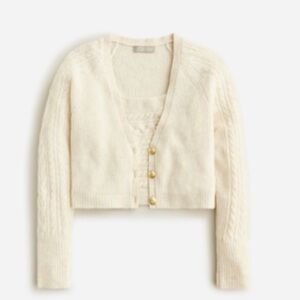 J. Crew Supersoft Cable Knit Cropped Sweater Tank Set Size Large